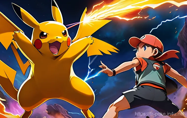 포켓몬스터 애니 속 스토리라인과 시즌별 변화 - Prompt 1: Dynamic Pikachu vs. Charizard Battle in Modern Anime Style**